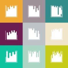 vector set with abstract background paint pouring around square