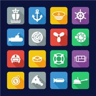 Navy Icons Flat Design