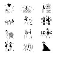 Fashion girls black silhouettes collection