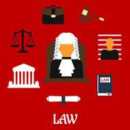 Judge with court flat icons