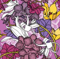 Seamless pattern with flowers orchids N3