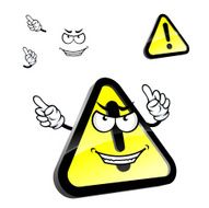 Cartoon hazard warning attention sign