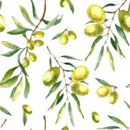 Watercolor olive branch background N5