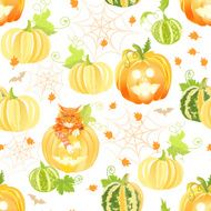 Decorative Halloween pumpkins seamless vector print