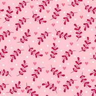Seamless pattern with leaves and hearts
