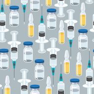 Syringe and vaccine medical conceptual seamless pattern N2