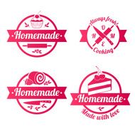 Homemade sweets red labels badges set