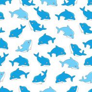 Seamless pattern with cute dolphins