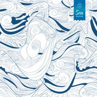 Seamless blue waves hand drawing tape N2