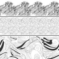 Tile hand drawing waves set N2