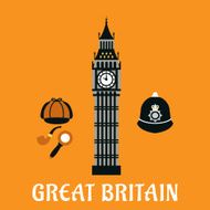 Big Ben tower and other britain objects