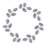 Pattern with branches Watercolor round vector frame 3