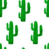Vector watercolor seamless pattern with hand drawn cactus