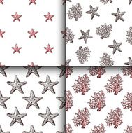 Collection of sea vintage stile seamless patterns Retro stylish N2