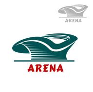 Sports stadium icon with curved shape