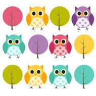 Ow and Treel Pattern Background Vector Illustration N2