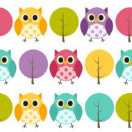 Owl Seamless Pattern Background Vector Illustration