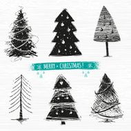 Set of drawing Christmas Trees 6 designs in one file