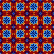 Mexican stylized talavera tiles seamless pattern in blue and red N2
