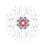 Round vector shape molecular construction with connected lines and dots N3