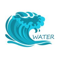 Ocean wave symbol with foam and splashes