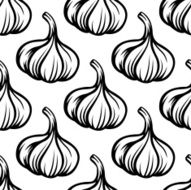 Garlic vegetables colorless seamless pattern