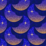 Gradient moon with starry eye on dark evening background