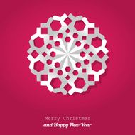 Merry Christmas postcard snowflake on a pink background