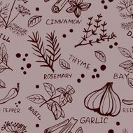 Seamless vintage pattern hand drawn herbs N2