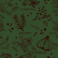 Seamless vintage pattern hand drawn herbs N3