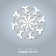 Merry Christmas postcard snowflake on a bright blue background