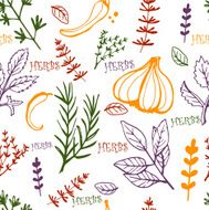 Seamless vintage pattern hand drawn herbs N4