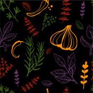 Seamless vintage pattern hand drawn herbs N7