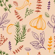 Seamless vintage pattern hand drawn herbs N9