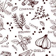 Seamless vintage pattern hand drawn herbs N10