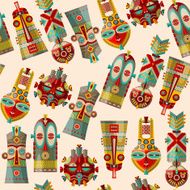 African masks of different shapes Seamless background pattern