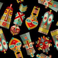 African masks of different shapes Seamless background pattern N2