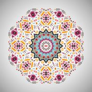 Ornamental round geometric pattern in aztec style N3