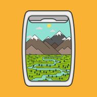 View from the window of an airplane over mountains
