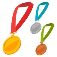 Set of three champion medals award with ribbon N2