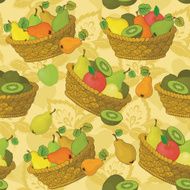 Seamless pattern baskets and fruits