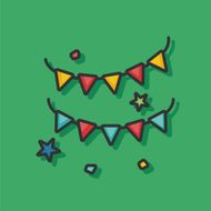 party hanging doodle