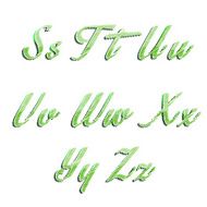 Glossy green alphabet with stripes on white background illustration N2