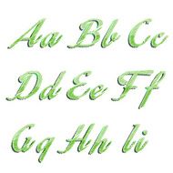 Glossy green alphabet with stripes on white background illustration N3