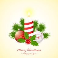 Candle with Christmas balls