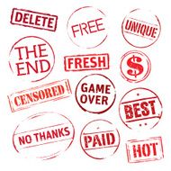 Collection of red vector grunge stamps