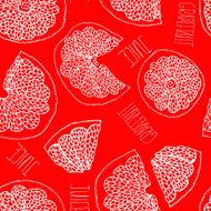 Grapefruit hand drawn doodle seamless pattern N2