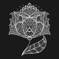 Hand drawn magic flower for adult anti stress Coloring Page