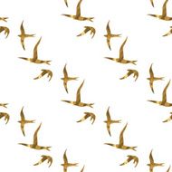 Gold birds seamless pattern N2