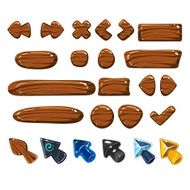 Cartoon Wood Icons Vector Illustrations